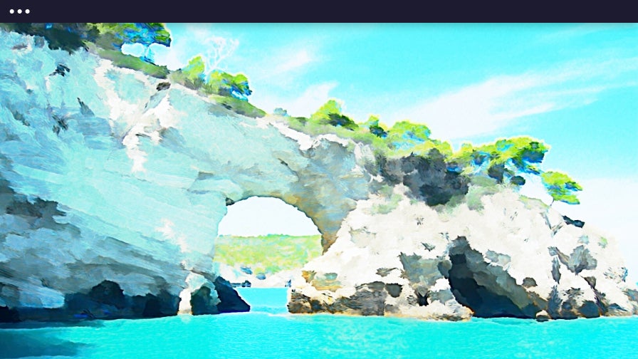 Mountain landscape transformed using a watercolor effect