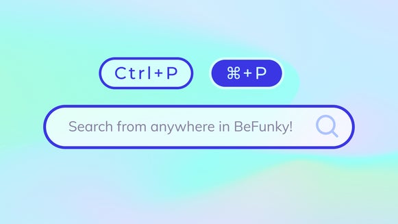 Graphic illustrating search bar with Ctrl + P shortcut to find photo editing tools