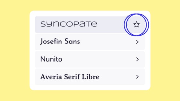 Font dropdown with star icon for favoriting fonts in BeFunky