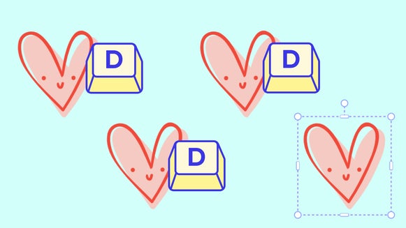 D key duplicating heart graphics in BeFunky design interface