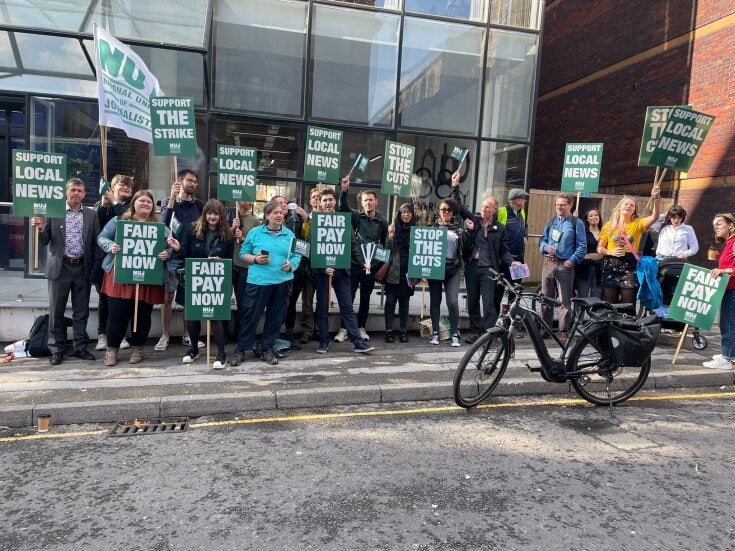 National World NUJ members on strike picket in Sheffield. Picture: NUJ