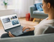 Woman reading the news