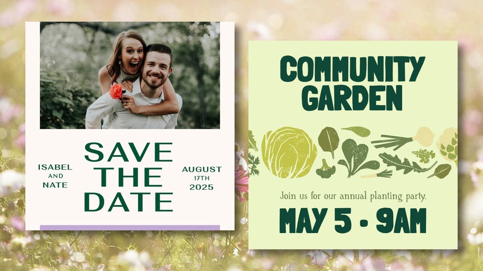 Community and save the date post templates for Instagram
