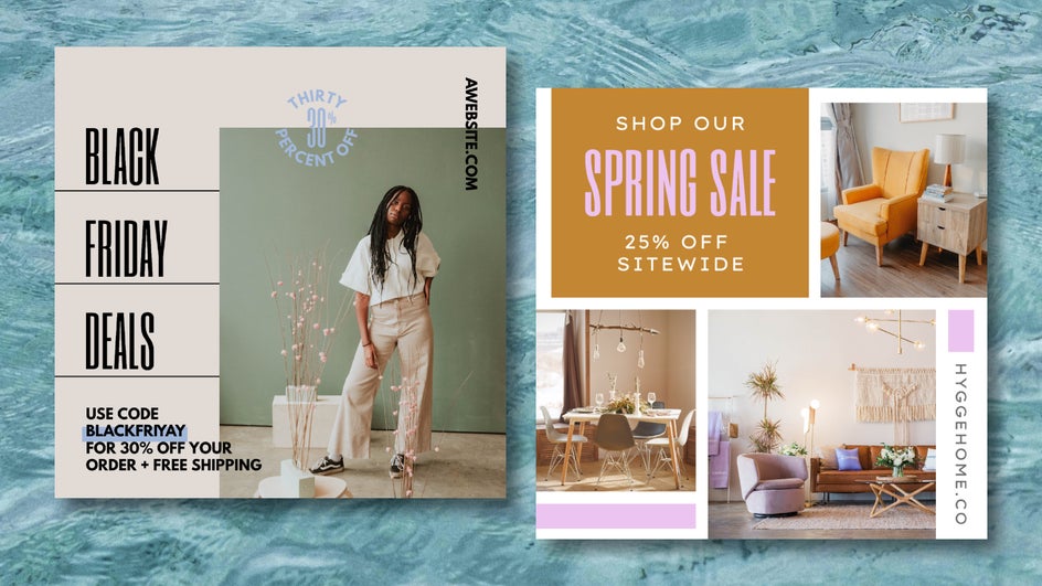 Instagram post templates for retail sale events
