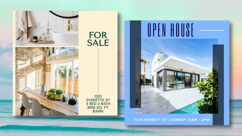 Real estate Instagram post templates for listings and open houses