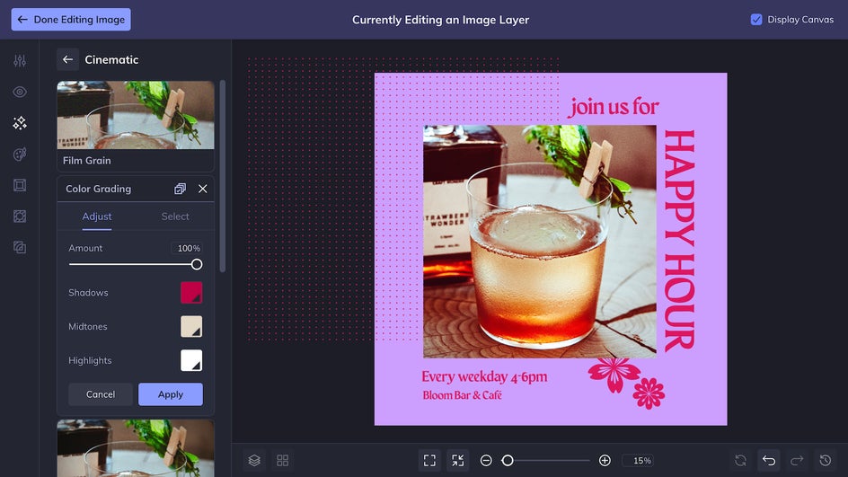 Open photo in Photo Editor to edit Instagram template image