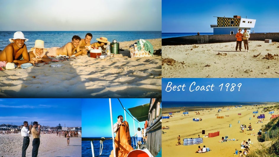 Final result of photo restorer used to create a restored collage of beach weekend
