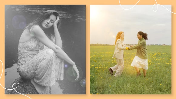 two ways lens flares can create a vintage aesthetic in black and white and warm color
