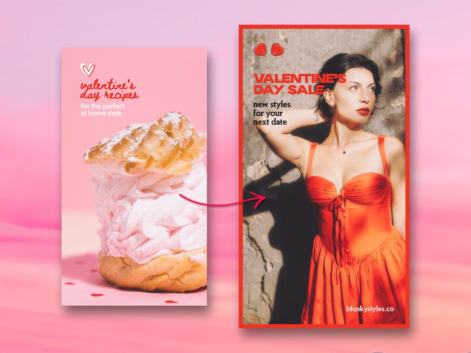 Before and after customizing holiday celebration Instagram Story template
