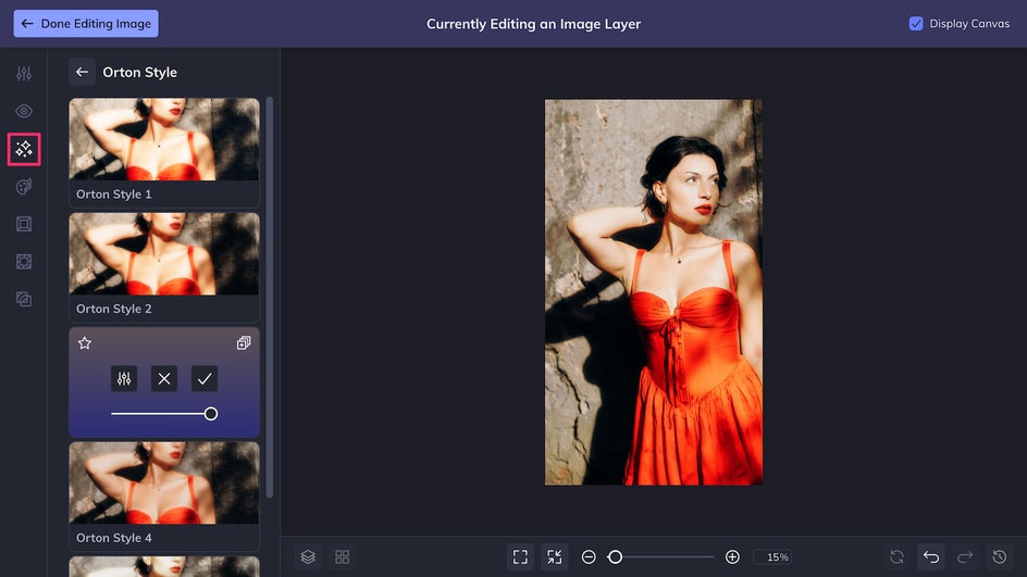 Effects tab to apply to Image Layer from Instagram Story templates