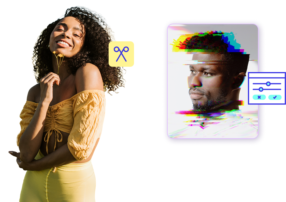 Collage featuring artistic portraits, botanical illustrations, and creative design projects