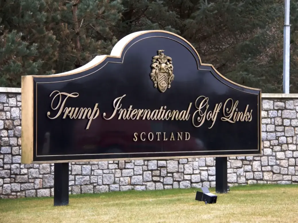 Sign for Trump International Golf Links Scotland in Aberdeenshire. Picture: Shutterstock/iweta0077